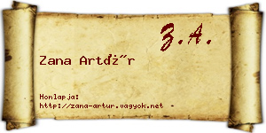Zana Artúr névjegykártya
